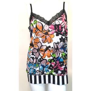Lane Bryant Camisole Multicolor Floral Stripe Ruffle Large